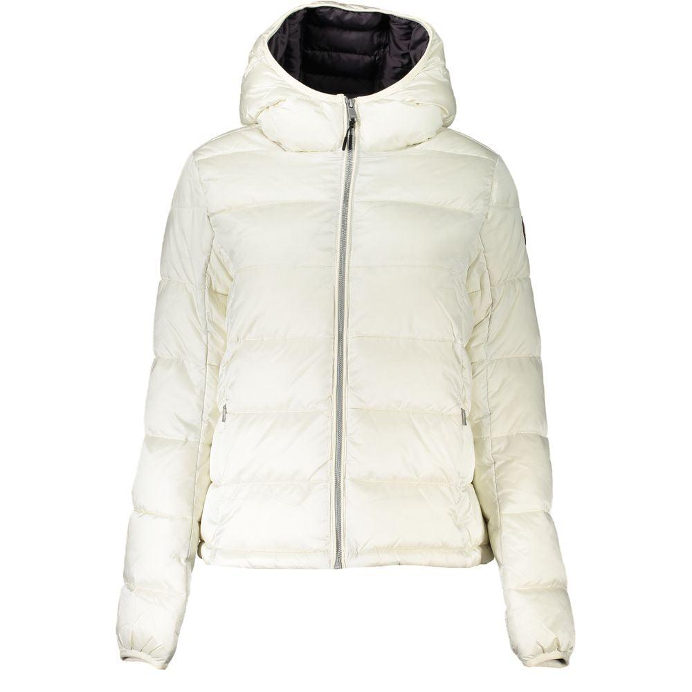 Napapijri Elegant White Hooded Eco Jacket - PER.FASHION
