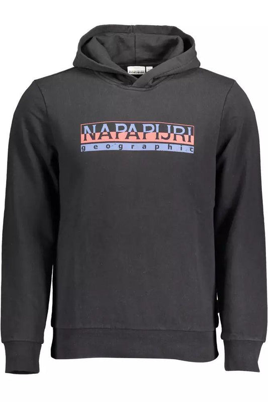 Napapijri Sleek Black Hooded Cotton Sweatshirt - PER.FASHION