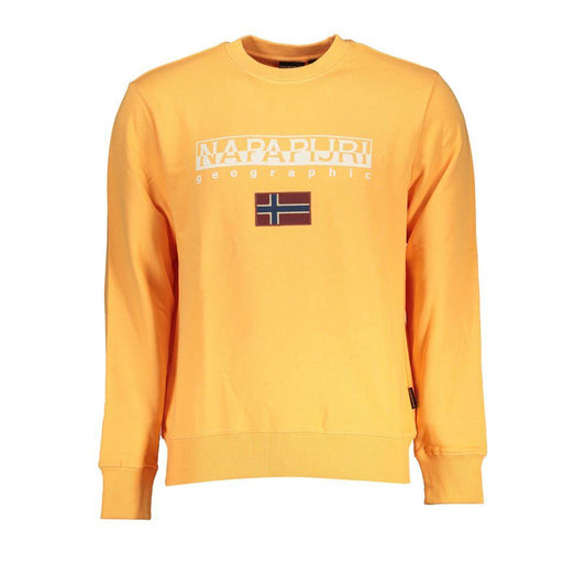 Napapijri Sleek Orange Crew Neck Embroidered Sweatshirt - PER.FASHION