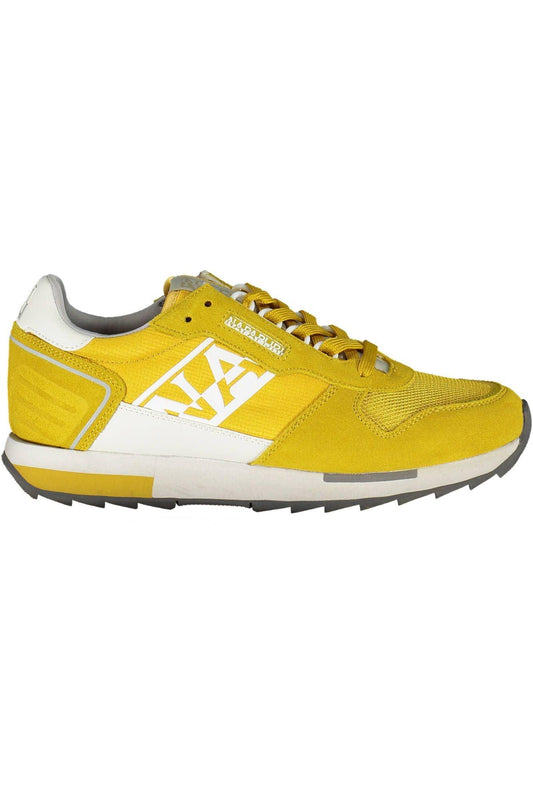 Napapijri Sleek Yellow Lace-Up Sport Sneakers - PER.FASHION