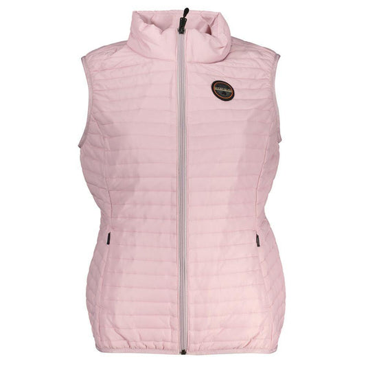 Napapijri Sleeveless Pink Contrast Detail Jacket - PER.FASHION