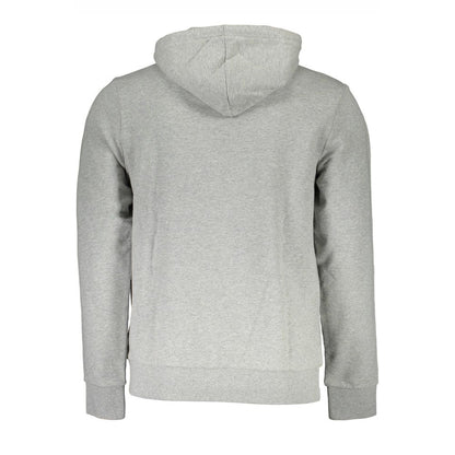 Napapijri Elevated Gray Cotton Hoodie with Logo Print