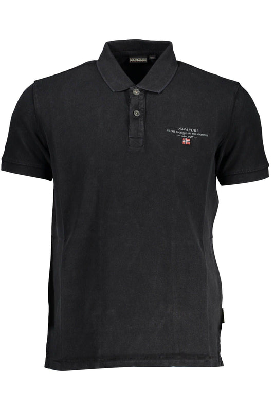 Napapijri Classic Black Embroidered Polo Shirt - PER.FASHION