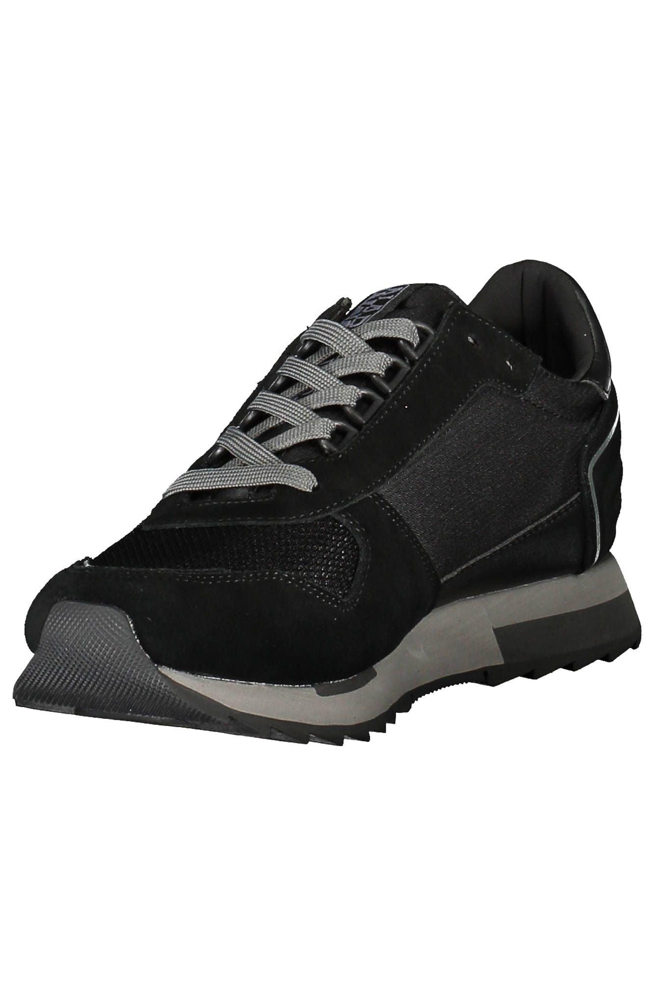 Napapijri Sleek Black Lace-Up Sneakers with Contrasting Details - PER.FASHION