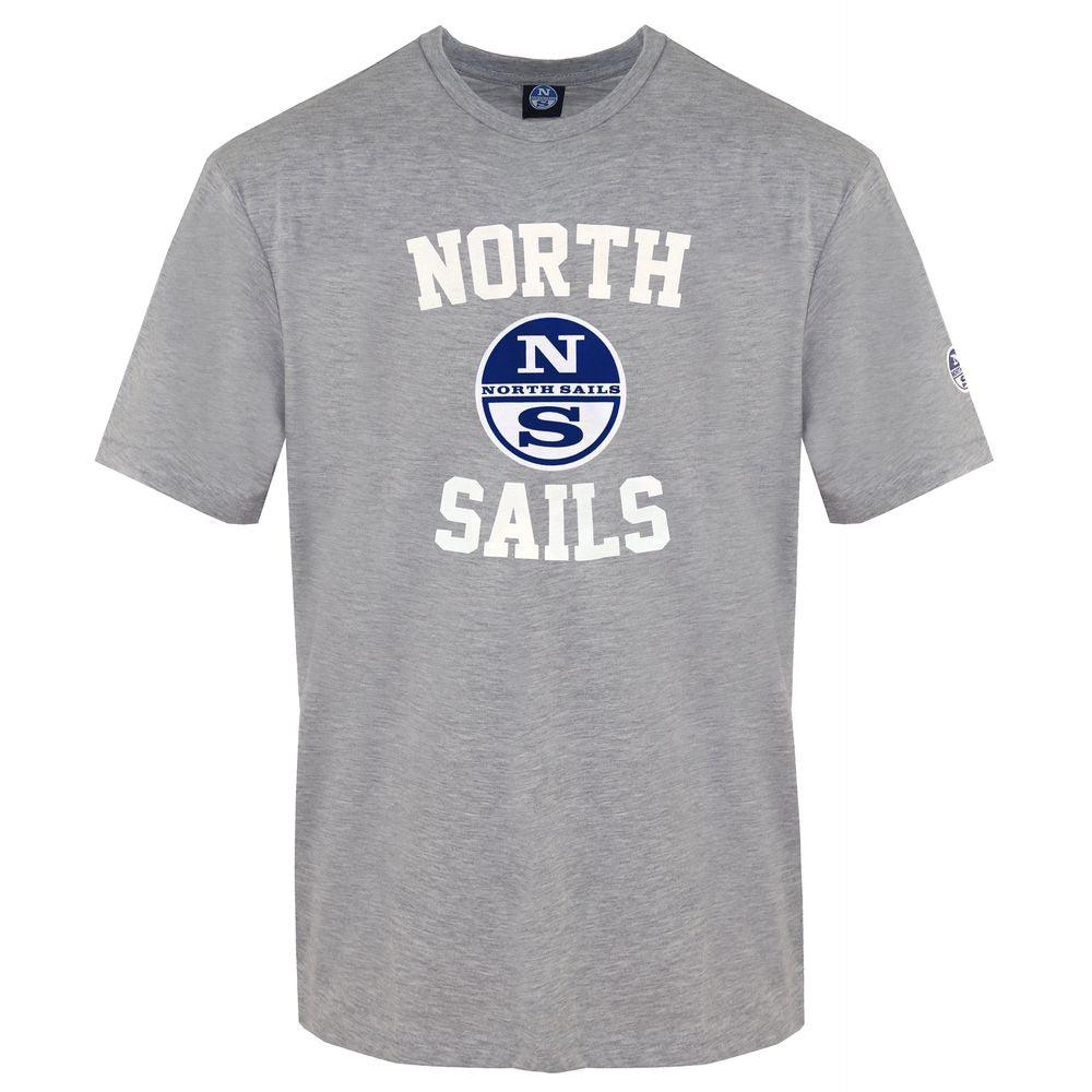 North Sails Chic Gray Crewneck Tee with Front Print - PER.FASHION