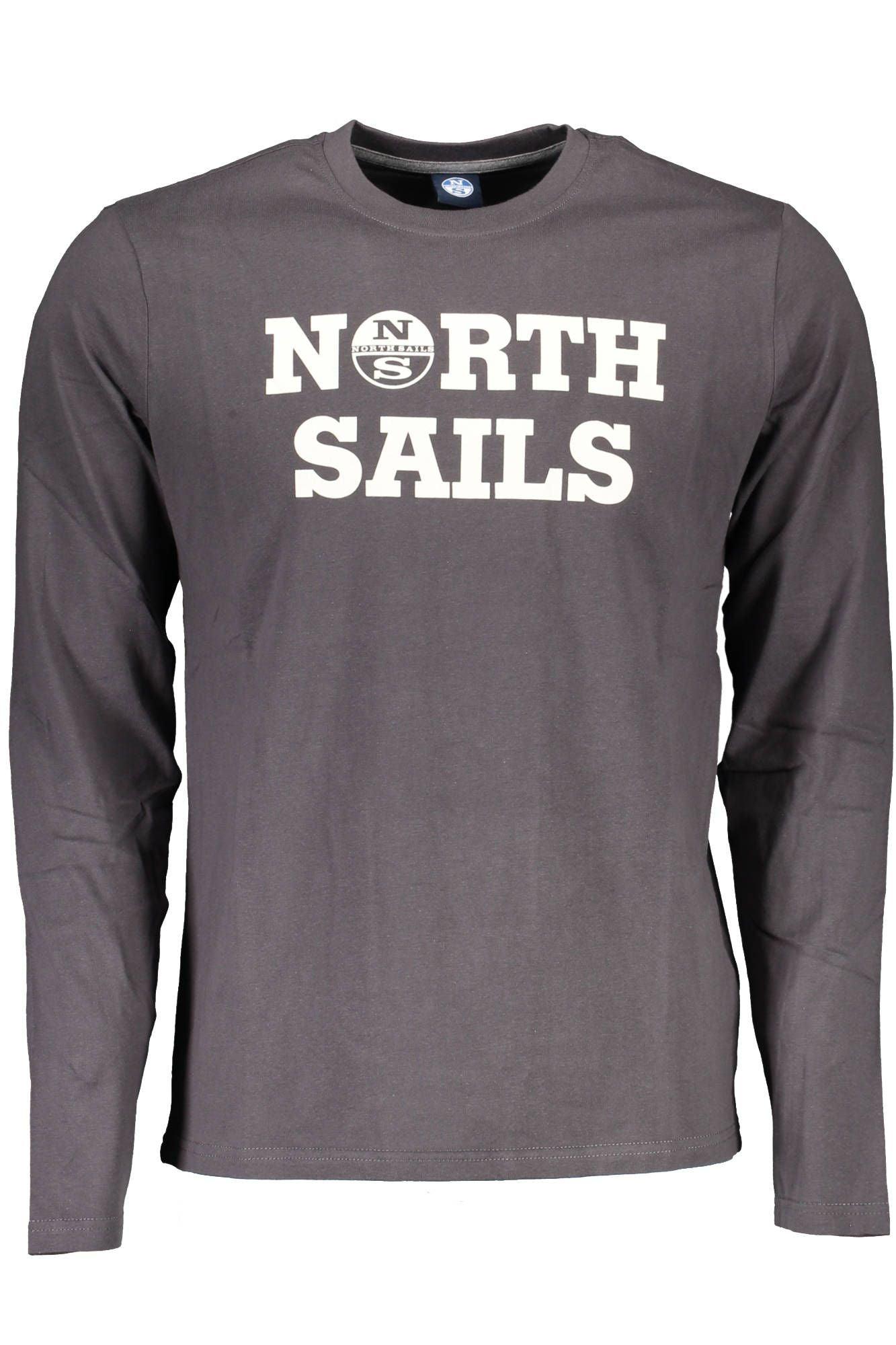 North Sails Elegant Gray Long-Sleeve Cotton Tee - PER.FASHION