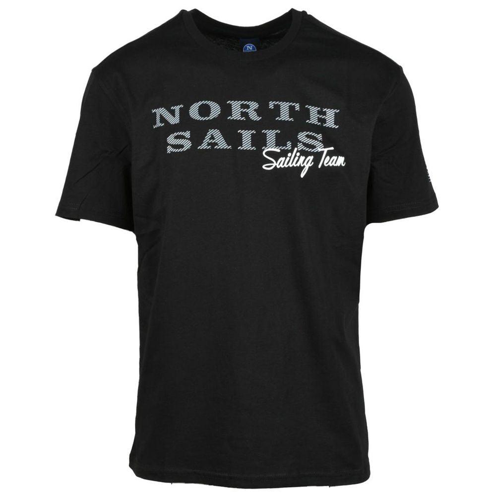 North Sails Embossed Logo Cotton Tee in Timeless Black - PER.FASHION