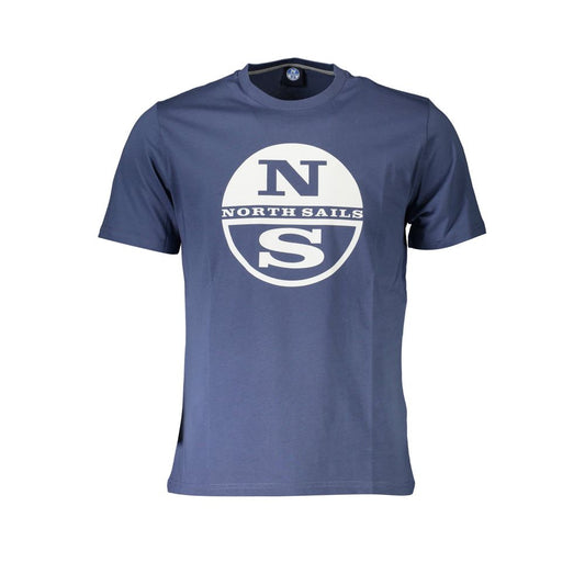 North Sails Blue Printed Round Neck Tee with Logo