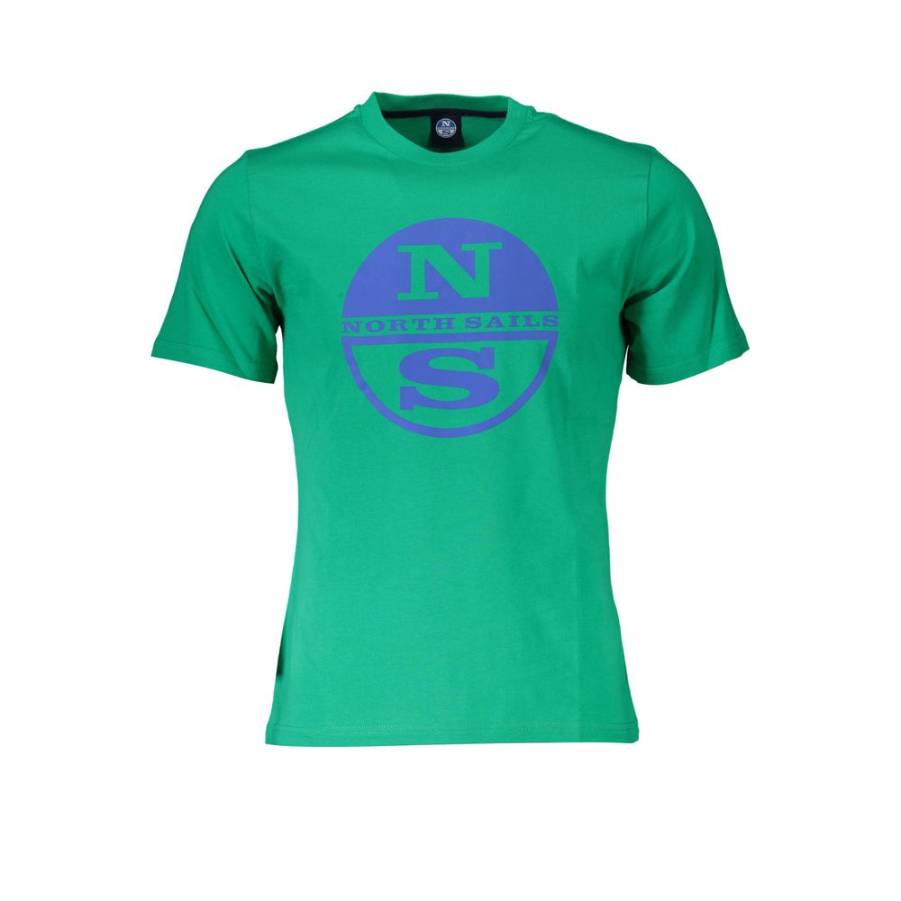 North Sails Green Cotton Logo Tee with Round Neck