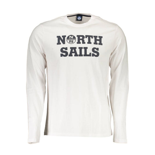 North Sails Sleek White Cotton T-Shirt with Stylish Print
