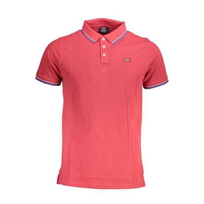 Norway 1963 Chic Contrast Detail Red Polo Shirt