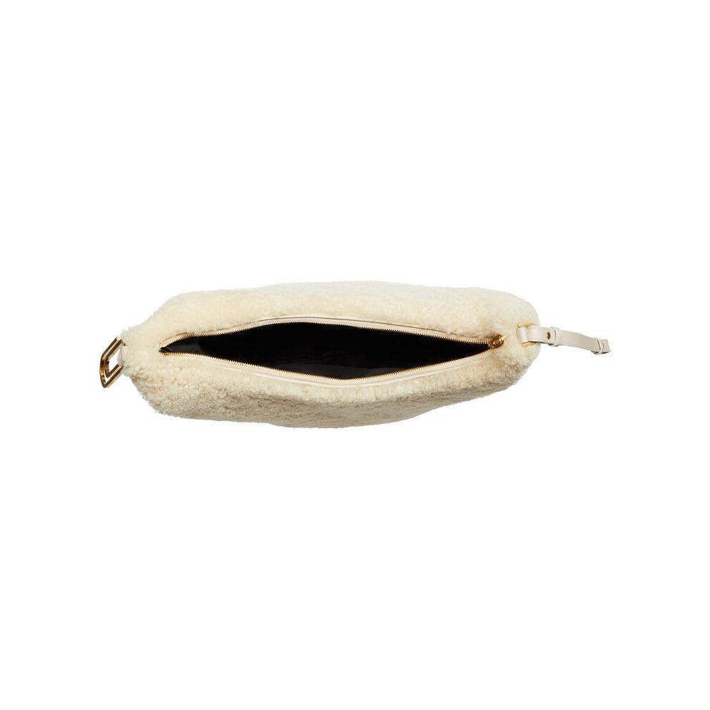 Off-White Cream Shearling Wool Chic Shoulder Bag - PER.FASHION