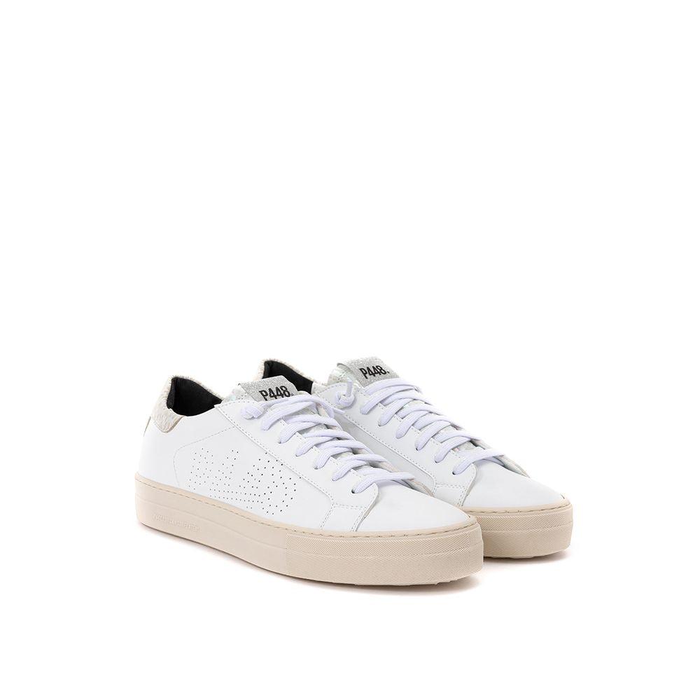 P448 White Leather Sneakers Elegant Casual Footwear - PER.FASHION