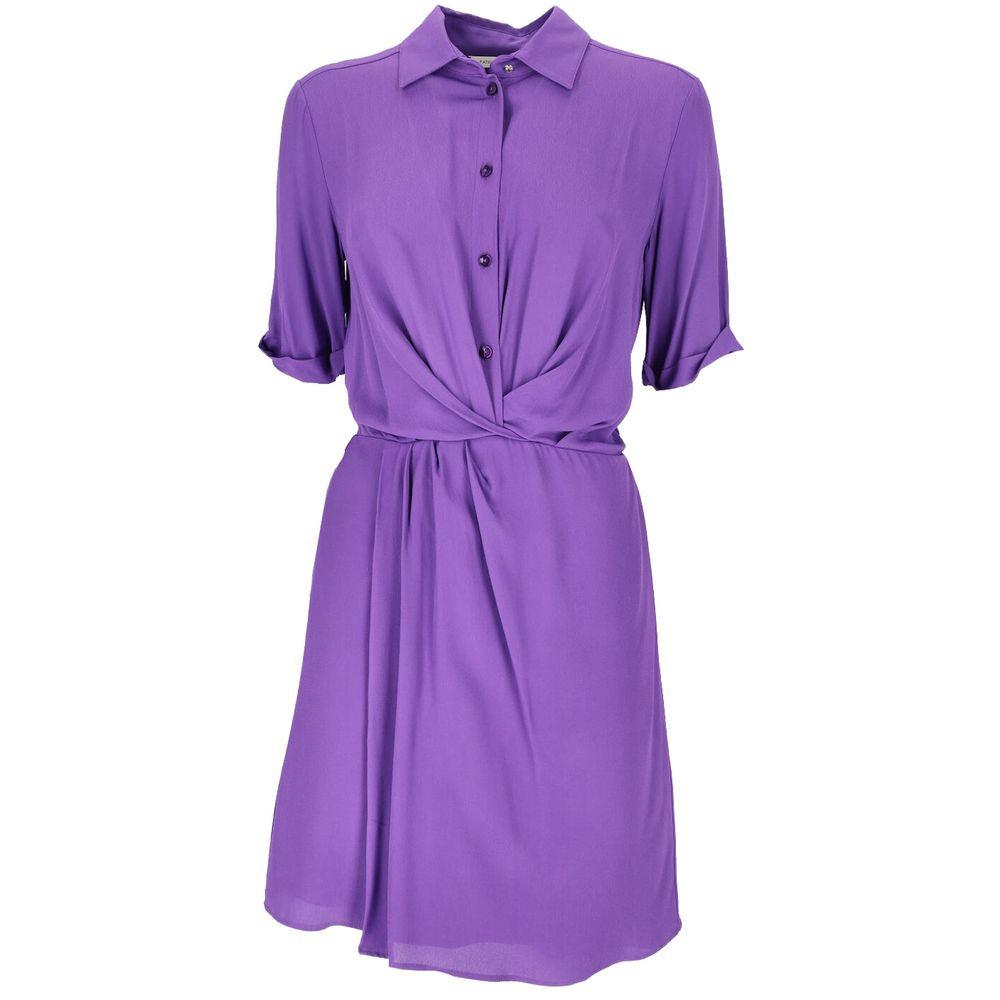 Patrizia Pepe Chic Purple Flared Short Sleeve Shirtdress - PER.FASHION