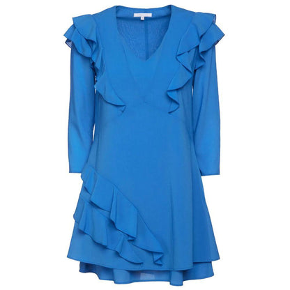 Patrizia Pepe Elegant Light Blue Ruffled Mini Dress - PER.FASHION