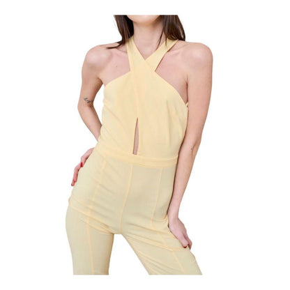 Patrizia Pepe Radiant Canary Yellow Stretch Jumpsuit Dress - PER.FASHION