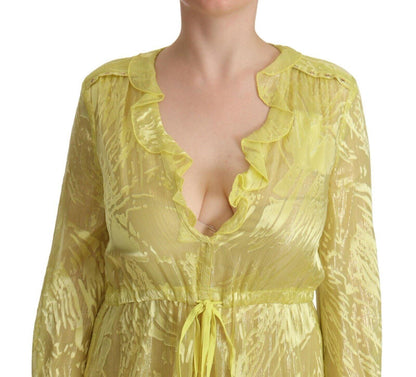 Patrizia Pepe Sunshine Silk Blend Maxi Dress - Long Sleeves & Plunge - PER.FASHION