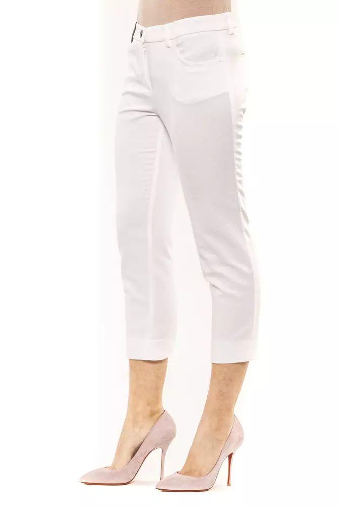 Peserico Chic High-Waist Ankle Pants in White - PER.FASHION