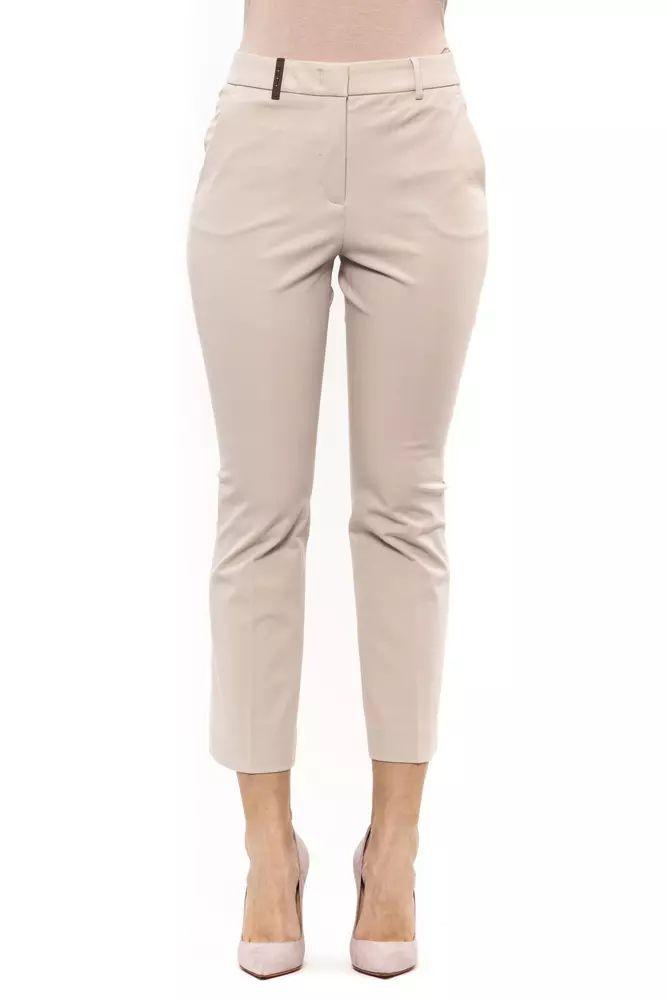 Peserico Elegant Beige Stretch Slim Trousers - PER.FASHION