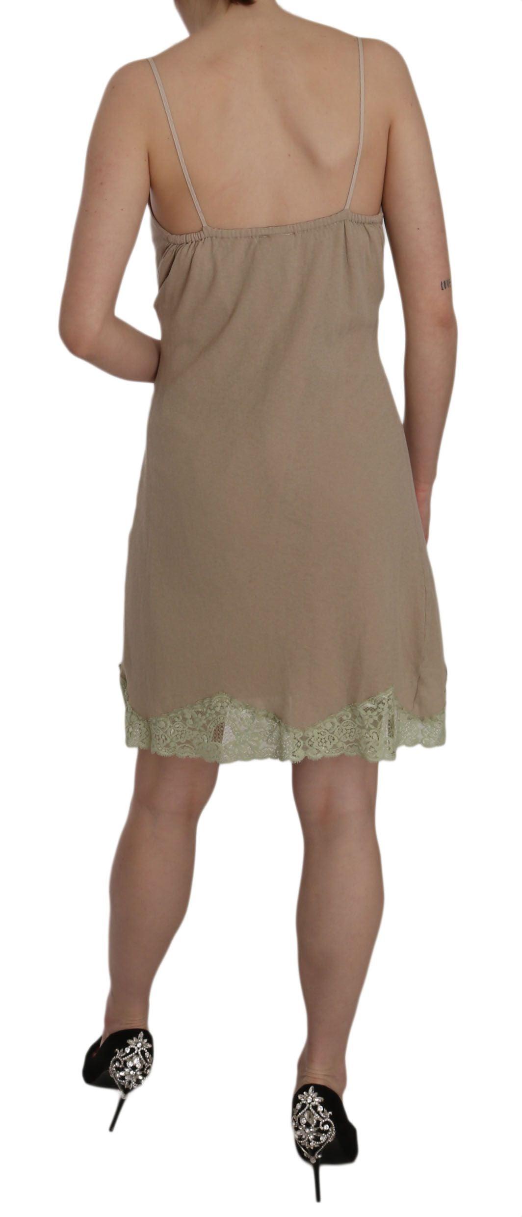 PINK MEMORIES Elegant Beige Lace Spaghetti Strap Mini Dress - PER.FASHION