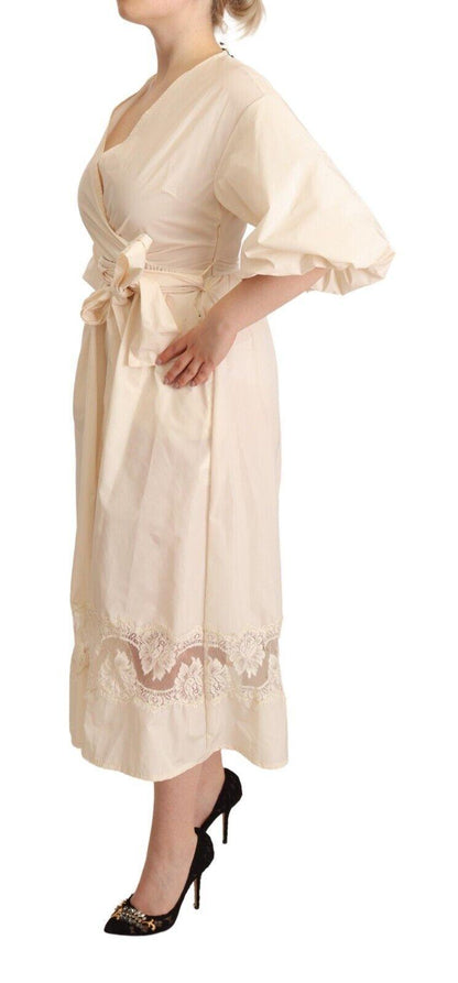 PINK MEMORIES Elegant Off White Maxi Wrap Dress - PER.FASHION