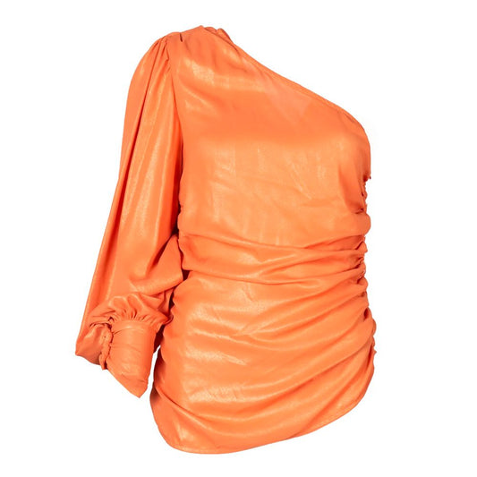 PINKO Chic Оранжевая ламинированная блузка