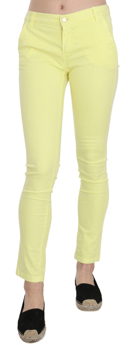 PINKO Chic Yellow Low Waist Skinny Casual Trousers - PER.FASHION