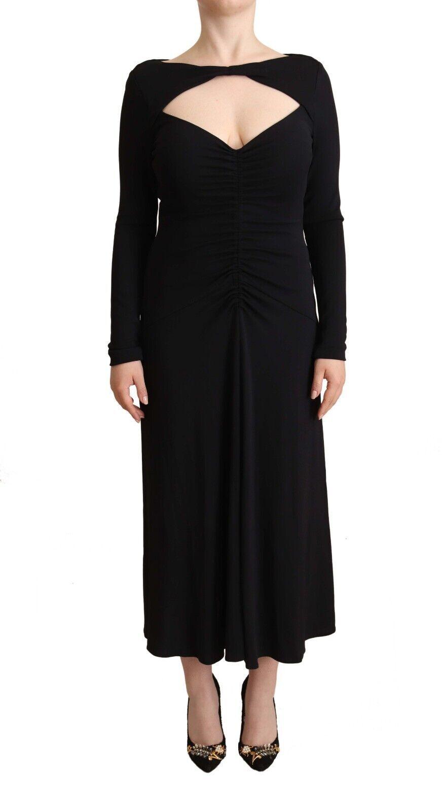 PINKO Elegant Black Nylon Stretch Maxi Dress - PER.FASHION