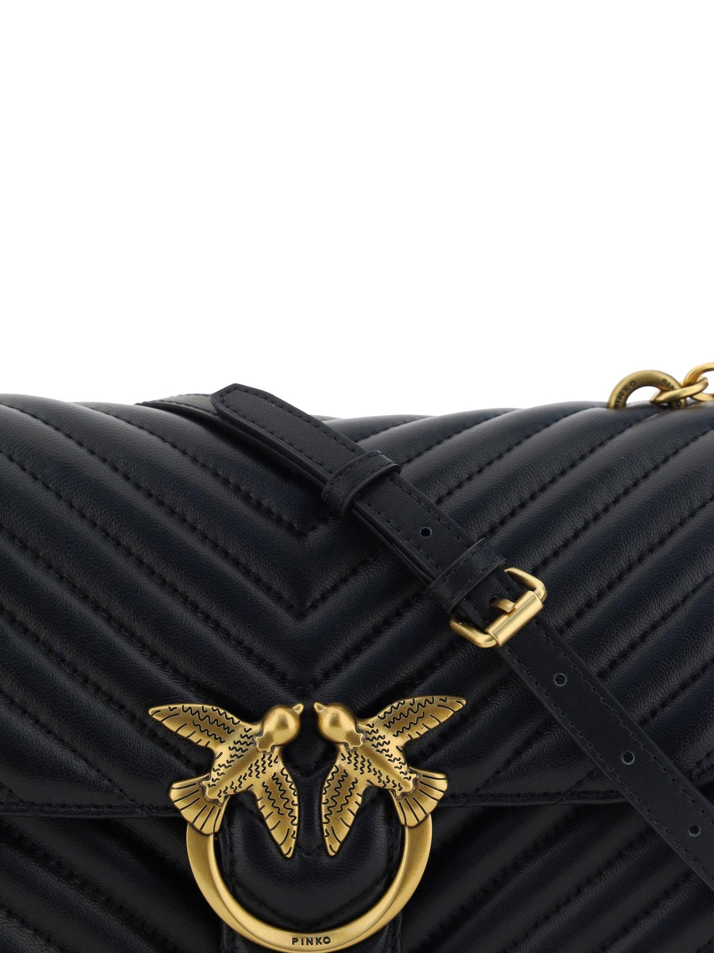 PINKO Elegant Black Quilted Leather Shoulder Bag - PER.FASHION