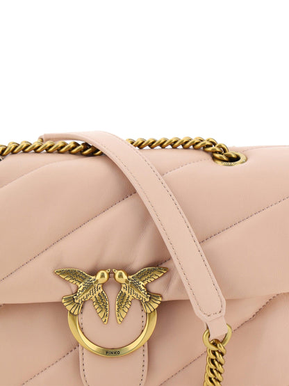 PINKO Elegant Light Pink Quilted Shoulder Bag - PER.FASHION