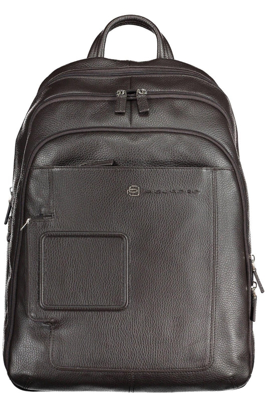 Piquadro Elegant Leather Backpack with Laptop Compartment - PER.FASHION