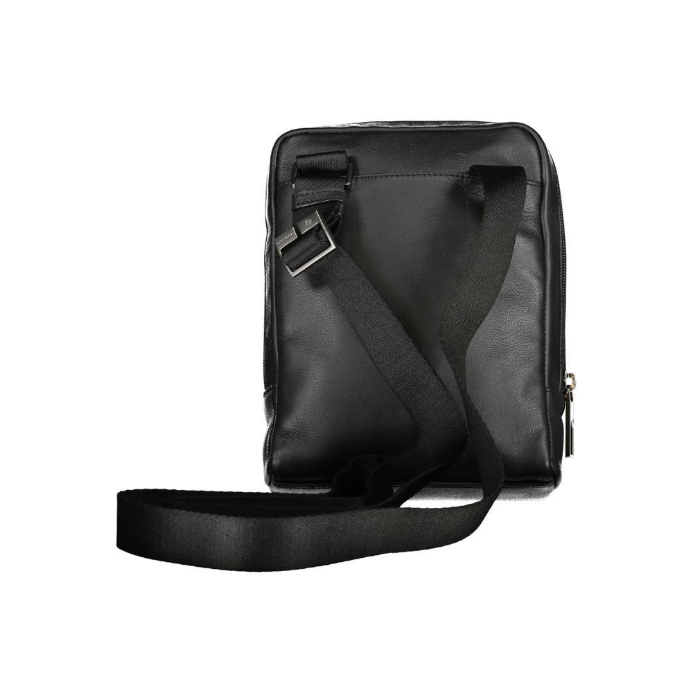 Piquadro Elegant Black Leather Shoulder Bag - PER.FASHION