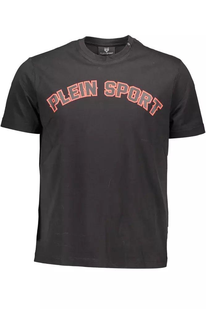 Plein Sport Sleek Black Cotton T-Shirt with Iconic Prints - PER.FASHION