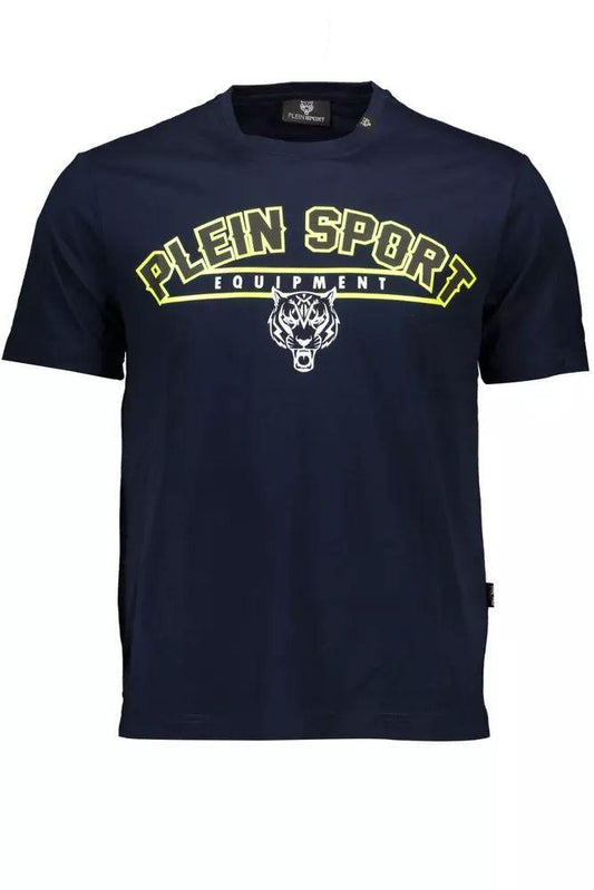 Plein Sport Sleek Blue Cotton Crew Neck Tee - PER.FASHION