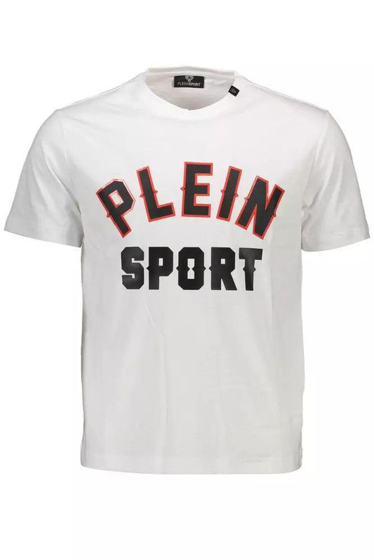 Plein Sport Sleek White Crew Neck Tee with Contrasting Accents - PER.FASHION