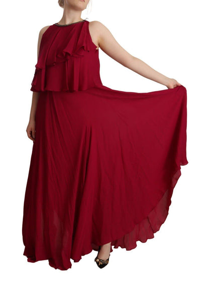 PLEIN SUD Elegant Silk Sleeveless Ruffled Maxi Dress - PER.FASHION