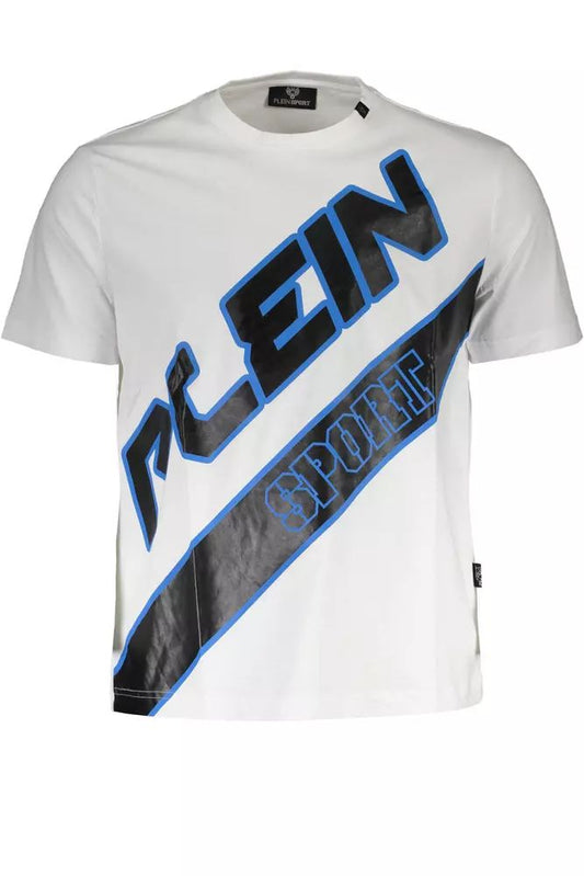 Белая дизайнерская футболка Plein Sport с круглым вырезом