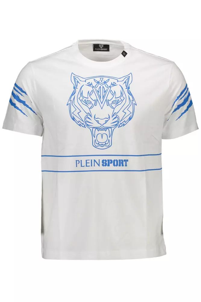 Plein Sport T-shirt in cotone bianco elegante con contrasti audaci