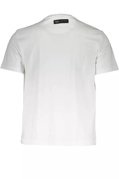 Белая дизайнерская футболка Plein Sport с круглым вырезом