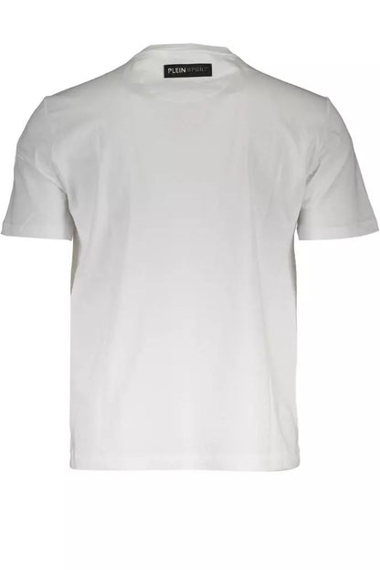 T-shirt girocollo in fresco cotone bianco Plein Sport con stampa