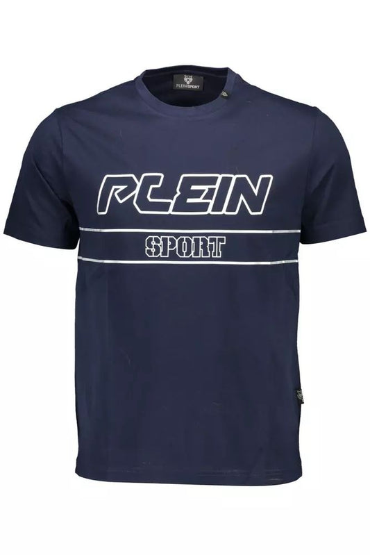 Plein Sport Electrify T-shirt girocollo blu con logo in risalto