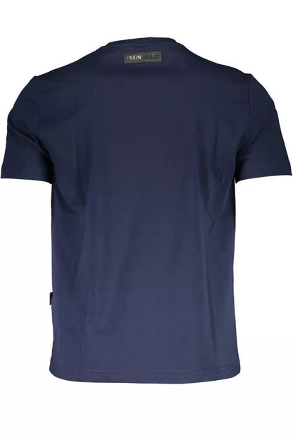 Синяя футболка Plein Sport Chic с круглым вырезом и принтом
