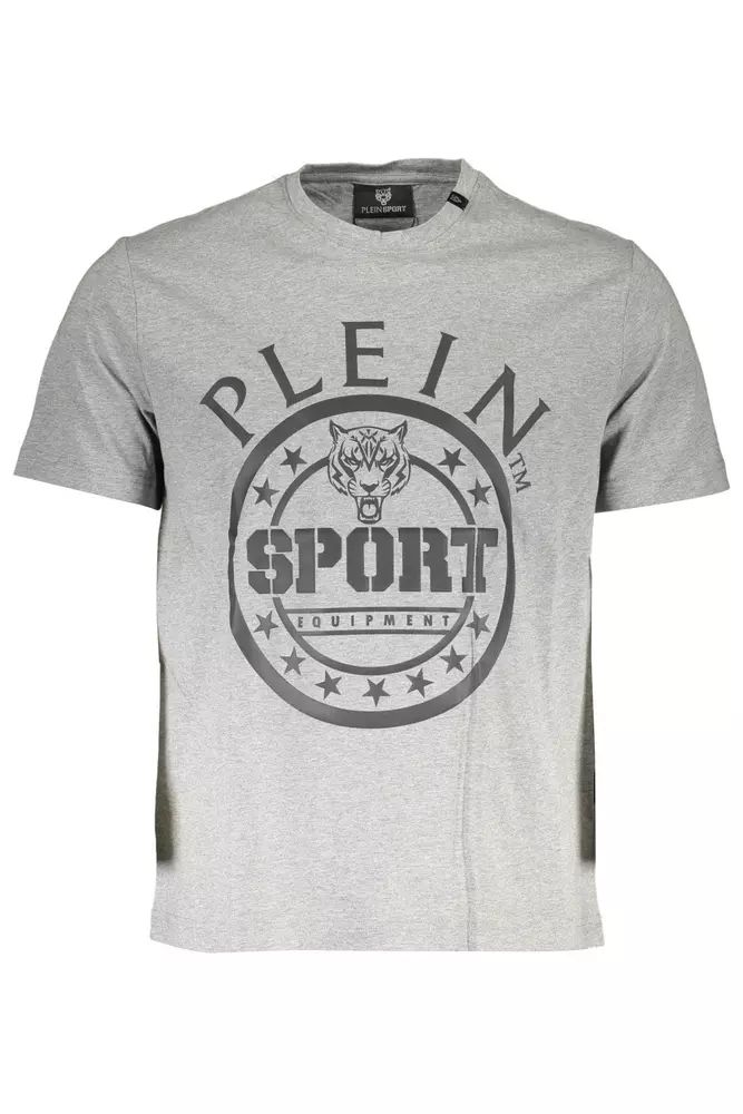 Plein Sport Athletic серая хлопковая футболка с круглым вырезом