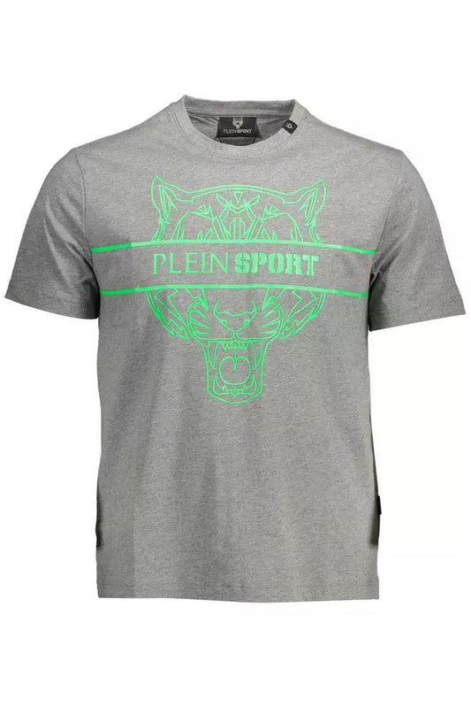 Plein Sport гладкая серая футболка с круглым вырезом и яркими акцентами