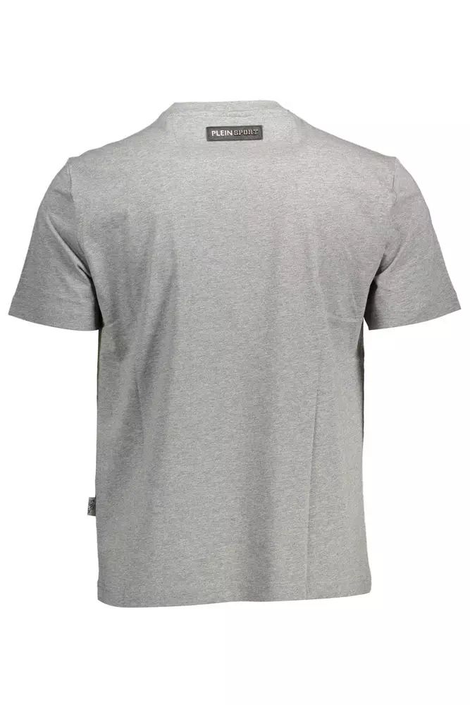 Plein Sport гладкая серая футболка с круглым вырезом и яркими контрастами