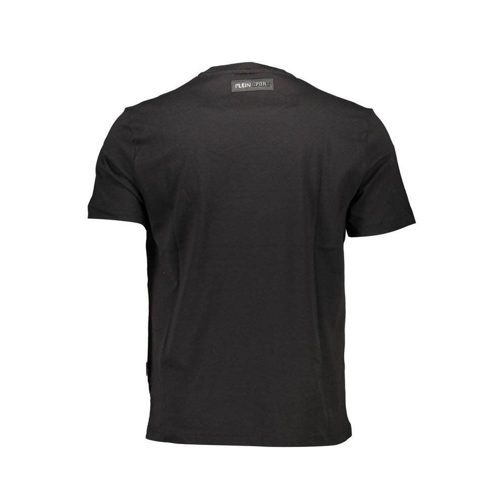 Черная хлопковая гладкая футболка с круглым вырезом Plein Sport с логотипом