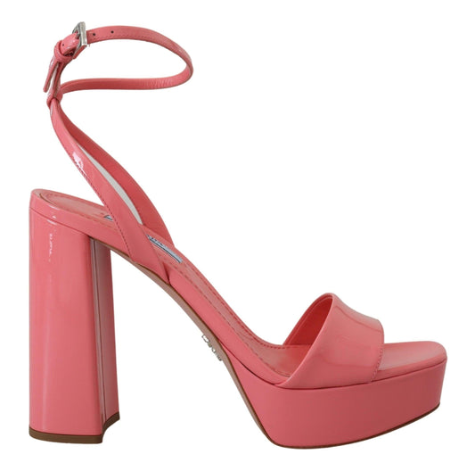 Prada Chic Pink Patent Leather Platform Sandals - PER.FASHION