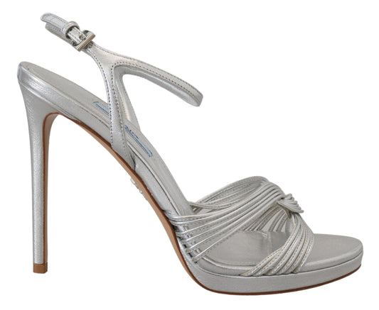 Prada Elegant Silver Stiletto Heels Sandals - PER.FASHION