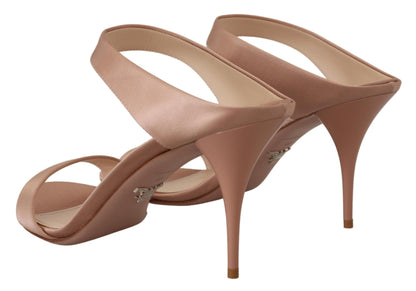 Prada Glimmering Rose Gold Leather Heels - PER.FASHION