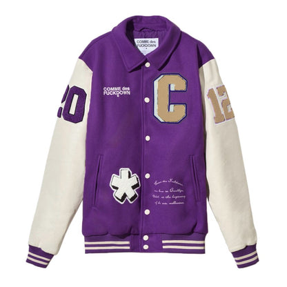 Comme Des Fuckdown Chic Cotton Blend College Bomber Jacket